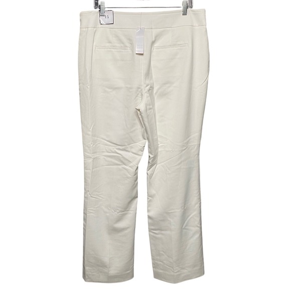 White House Black Market The Slim Boot Pants Ecru Cream White Size 14R New - Picture 2 of 12